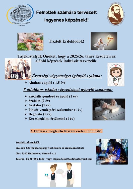 Felnőttek számára tervezett ingyenes képzések
