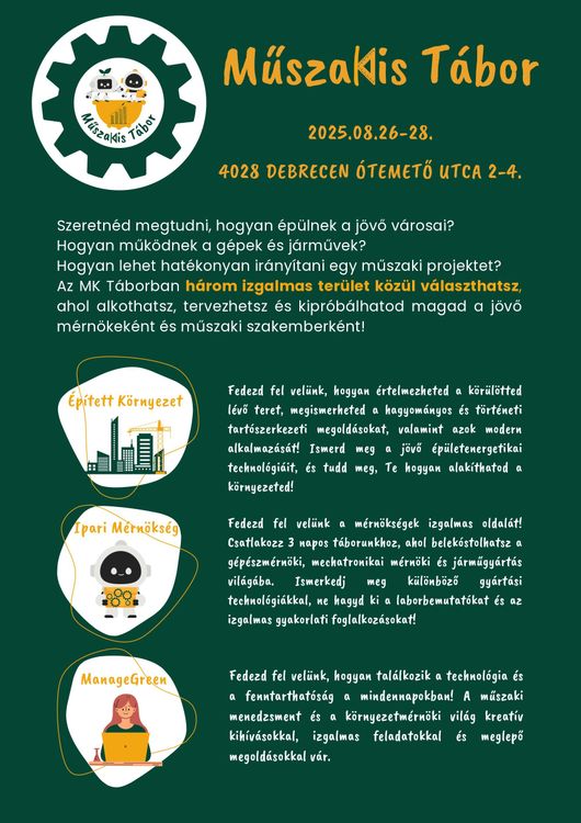 DE Műszaki Kar nyári tábor