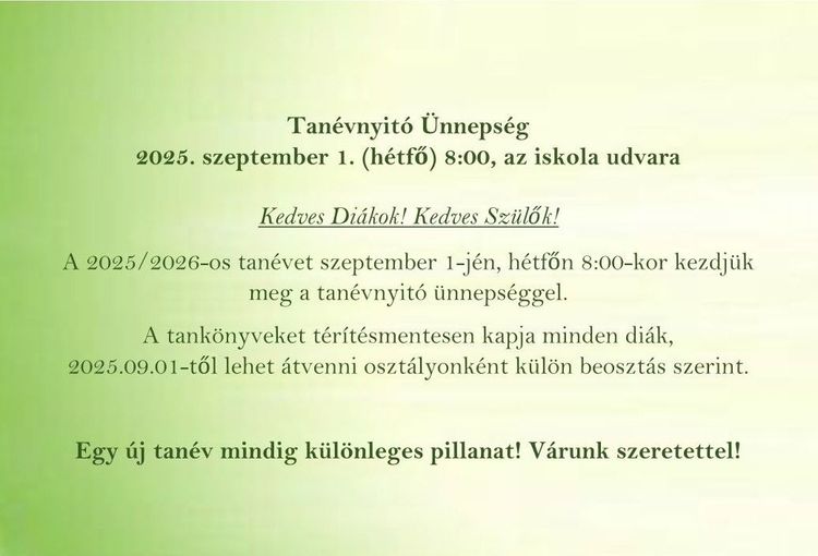 Tanévnyitó